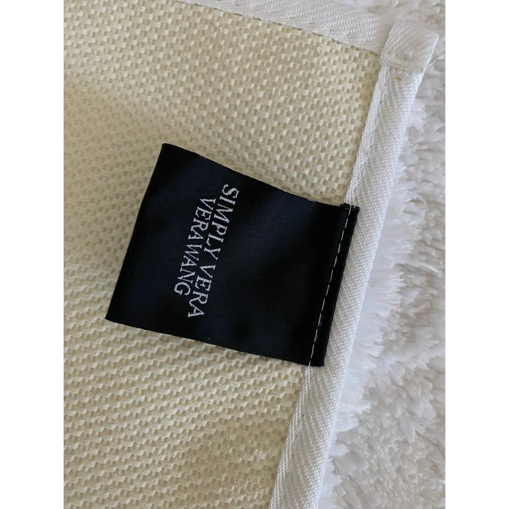 Simply Vera Vera Wang White Shaggy Bath Runner Rug 20x60 Solid Plush Latex Back